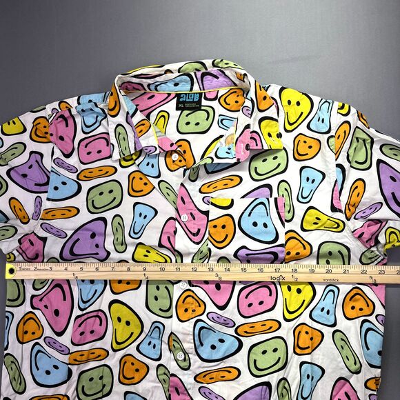 Vintage‎ aLab Button Down Shirt XL Melting Smiley Face Multicolor Hippy Trippy - Picture 6 of 14